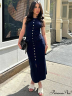 Knit Buttoned Stylish Midi Dress image 1