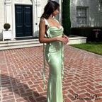 Knit Cut Out Backless Party Club Robes Maxi Dress image 2