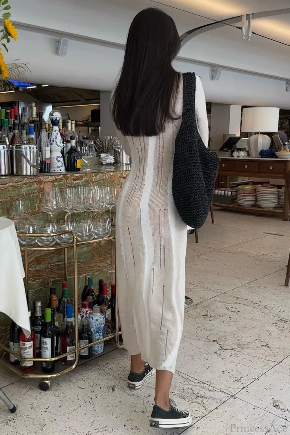 Knit Distressed Slim Maxi Dress image 5