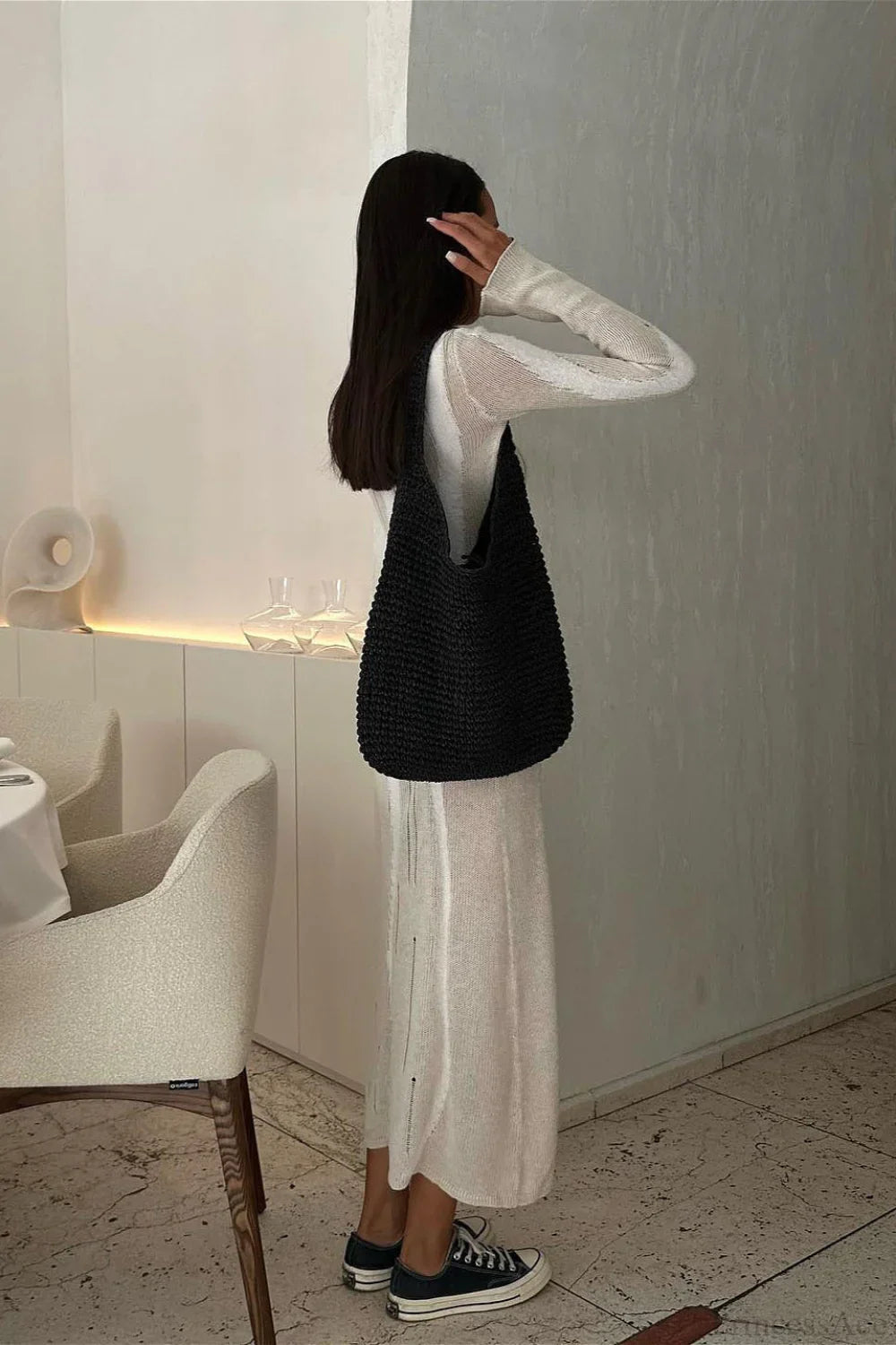 Knit Distressed Slim Maxi Dress image 6