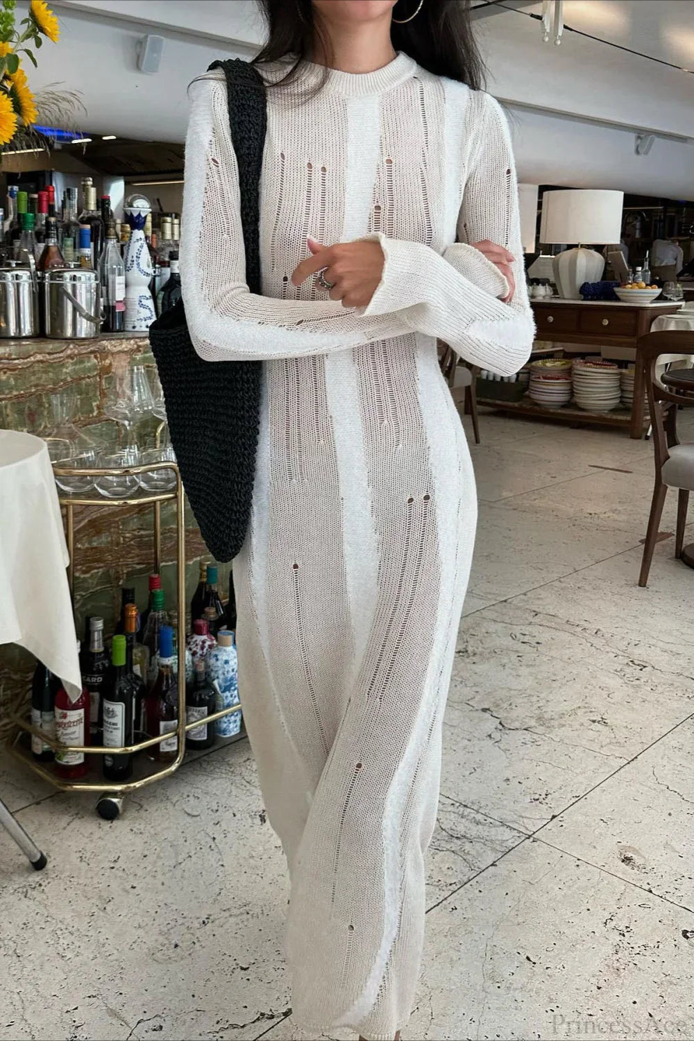 Knit Distressed Slim Maxi Dress image 4