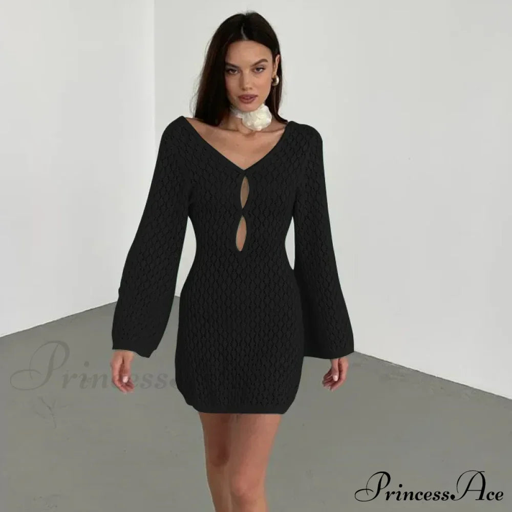 Knit Flare Stylish Long Sleeve Dress image 9