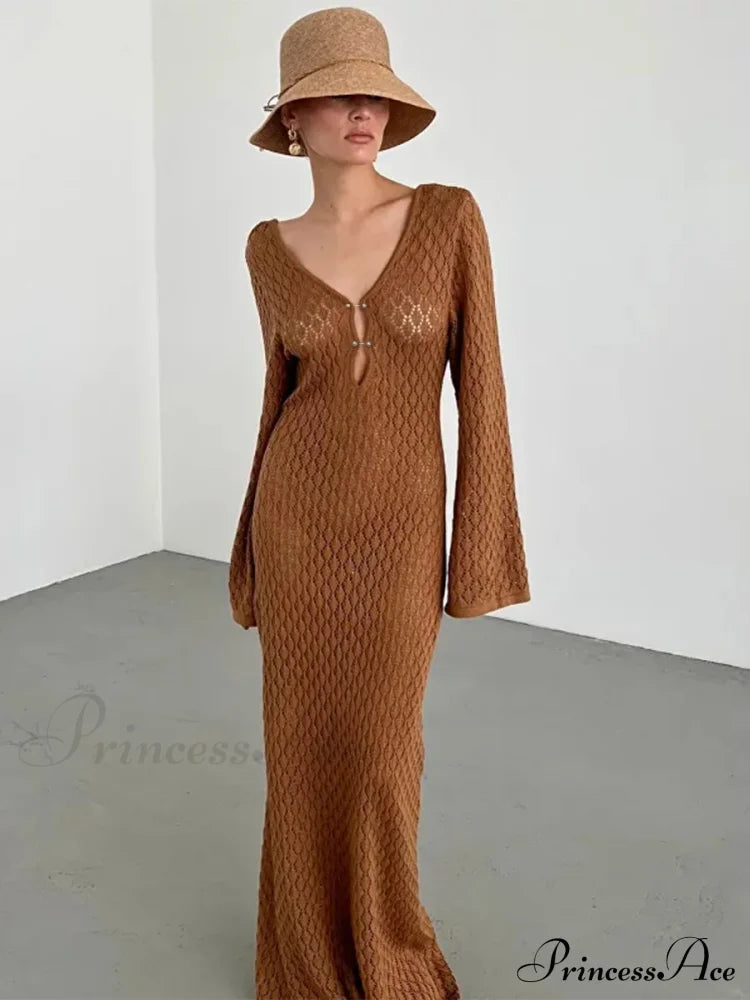 Knit Flare Stylish Long Sleeve Dress image 32
