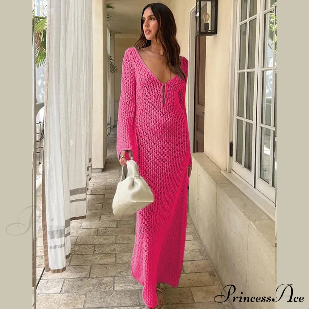 Knit Flare Stylish Long Sleeve Dress image 34
