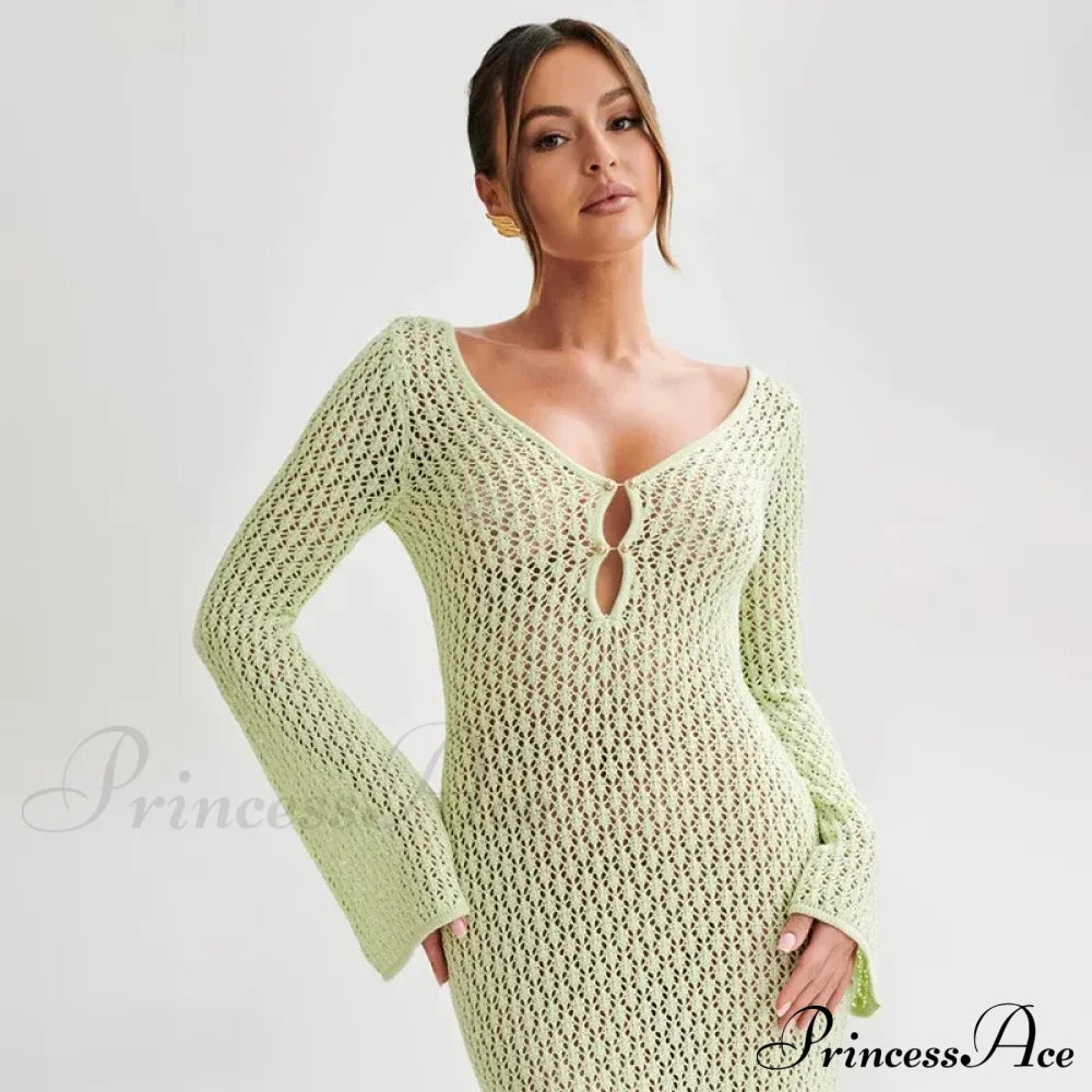 Knit Flare Stylish Long Sleeve Dress image 30