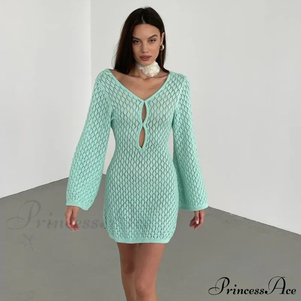 Knit Flare Stylish Long Sleeve Dress image 7