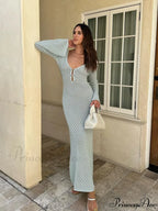 Knit Flare Stylish Long Sleeve Dress image 3