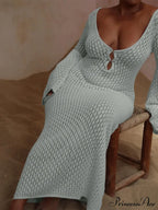 Knit Flare Stylish Long Sleeve Dress image 28