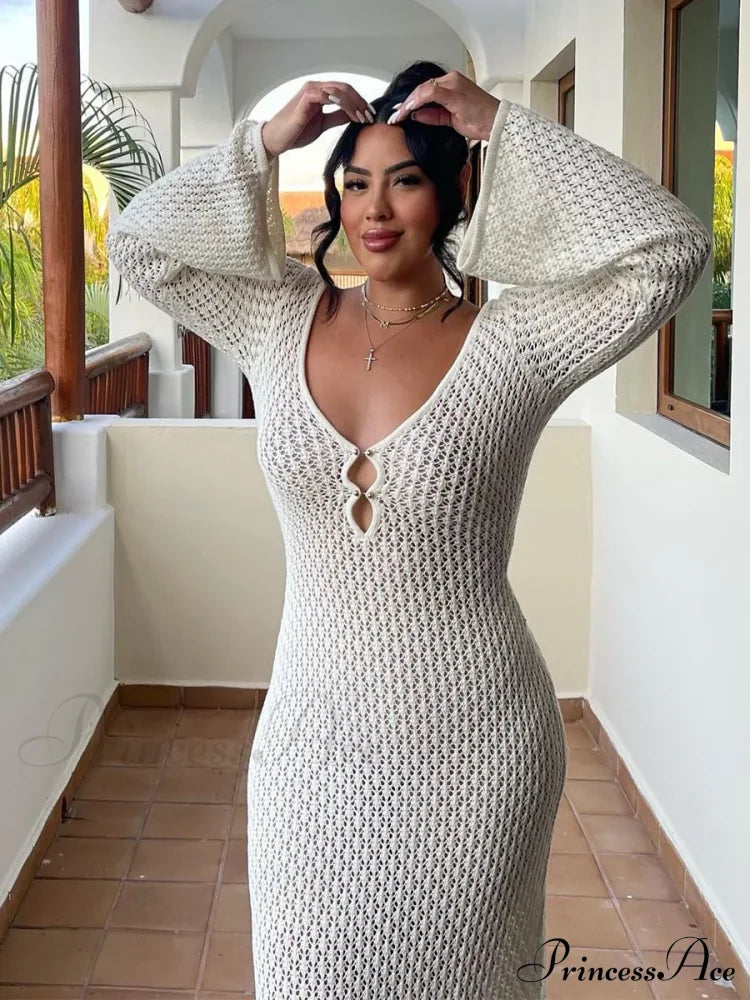 Knit Flare Stylish Long Sleeve Dress image 23