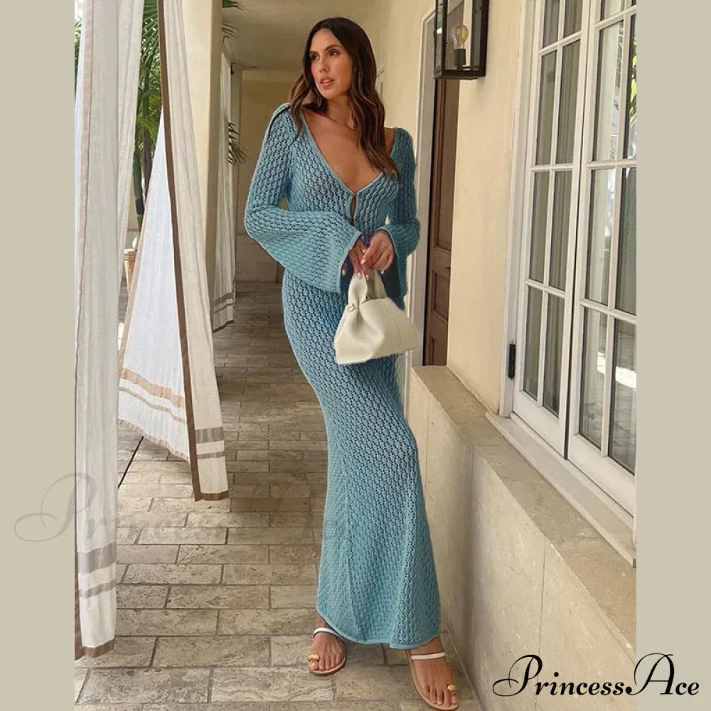 Knit Flare Stylish Long Sleeve Dress image 6