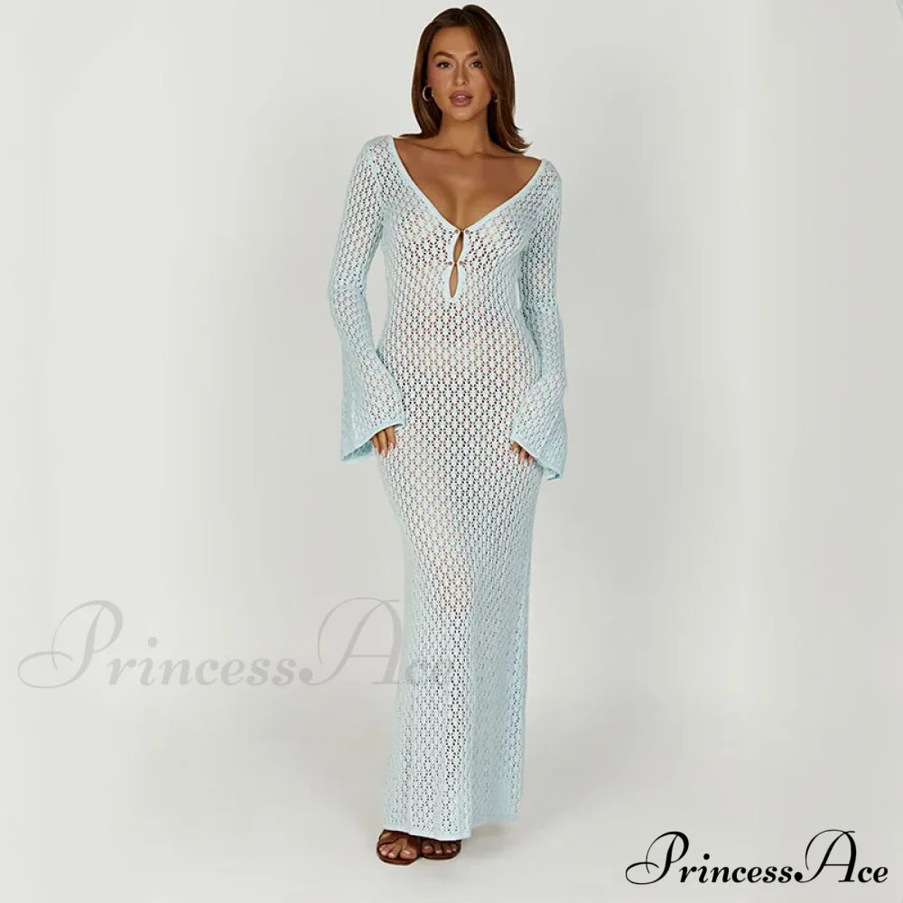 Knit Flare Stylish Long Sleeve Dress image 29