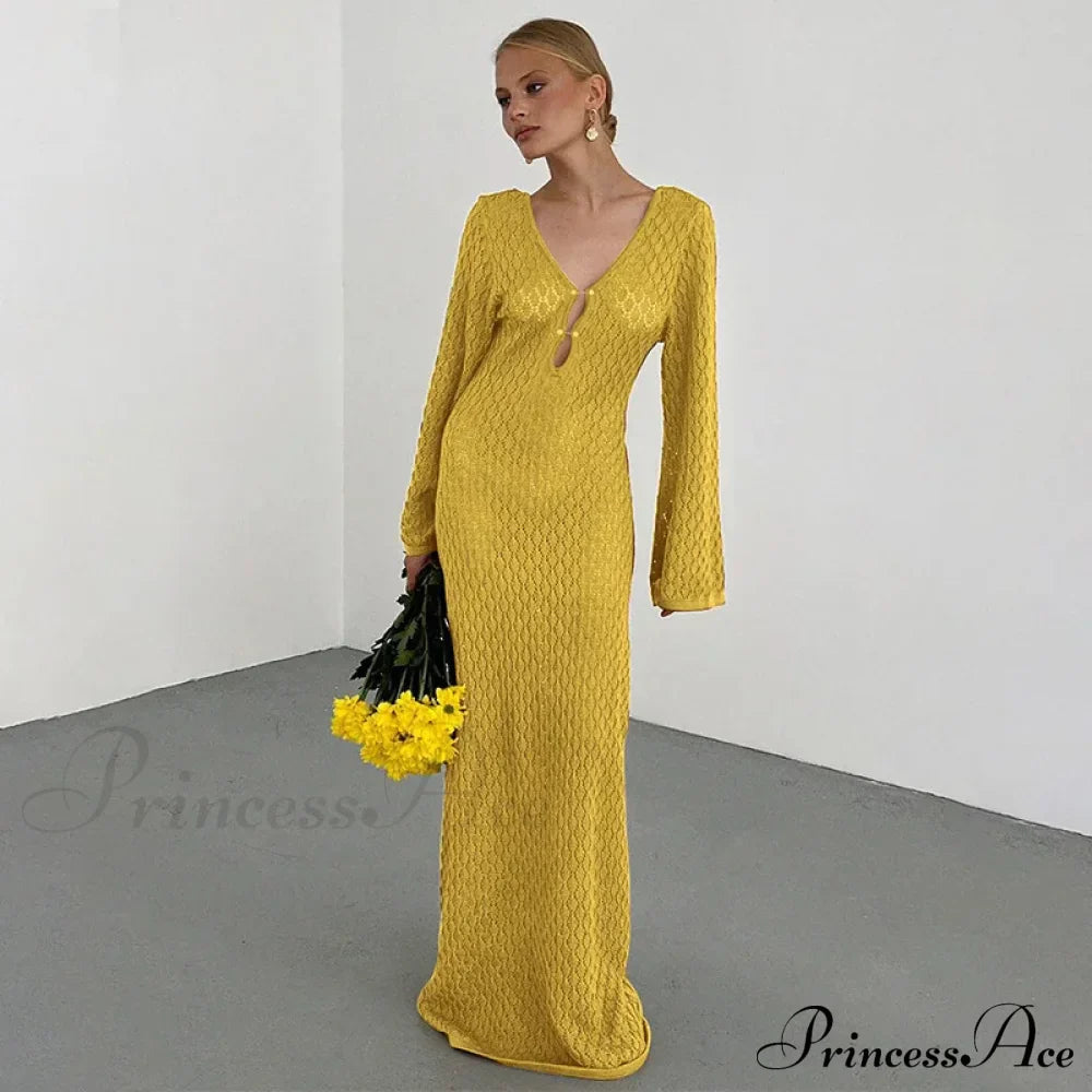 Knit Flare Stylish Long Sleeve Dress image 36