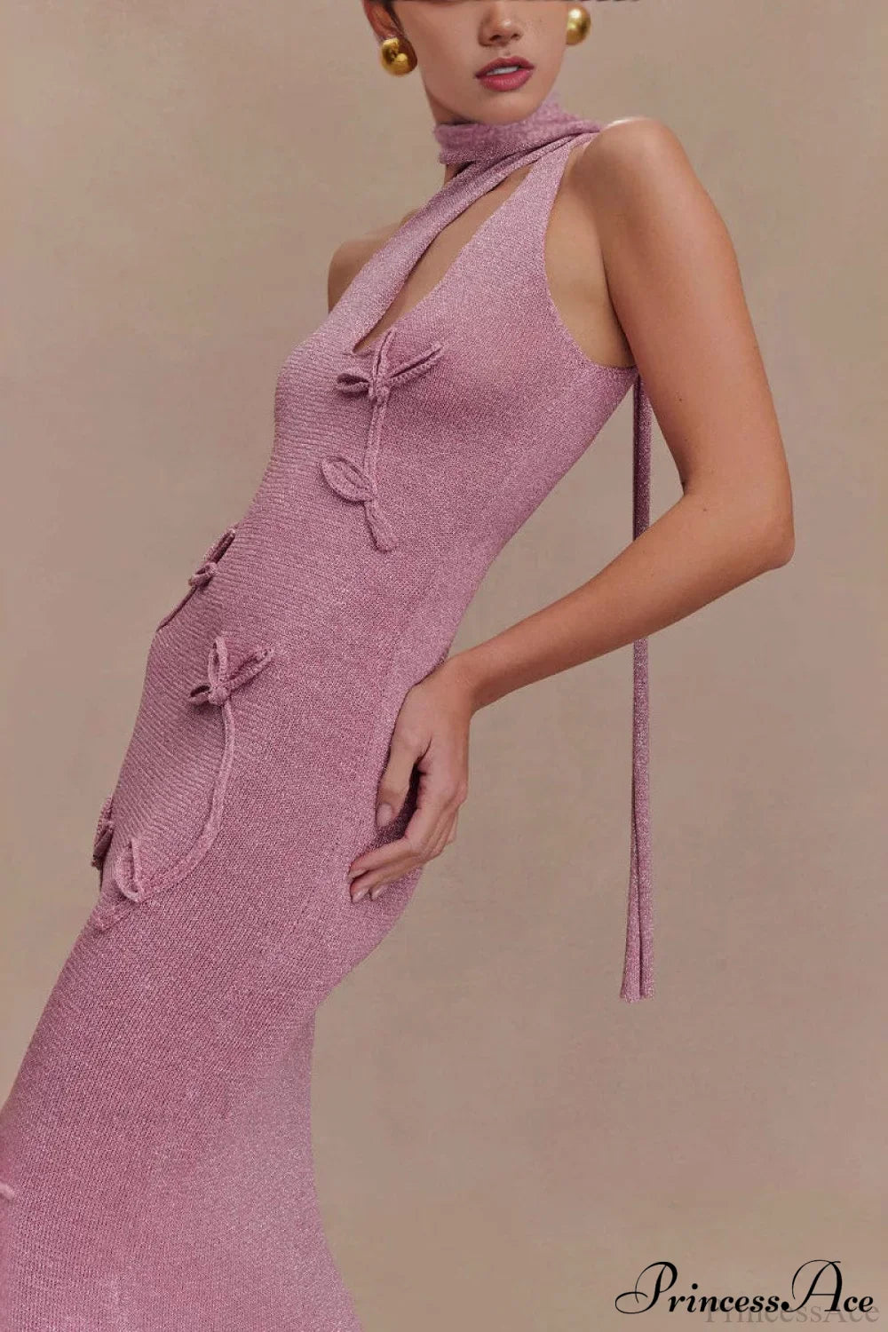 Knit Floral Ruffle Maxi Dress image 2