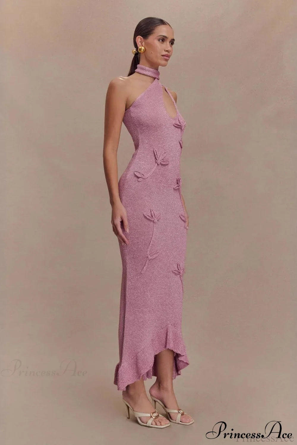 Knit Floral Ruffle Maxi Dress image 1