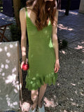 Knit Hollow-Out V-Neck Mini Dress image 7