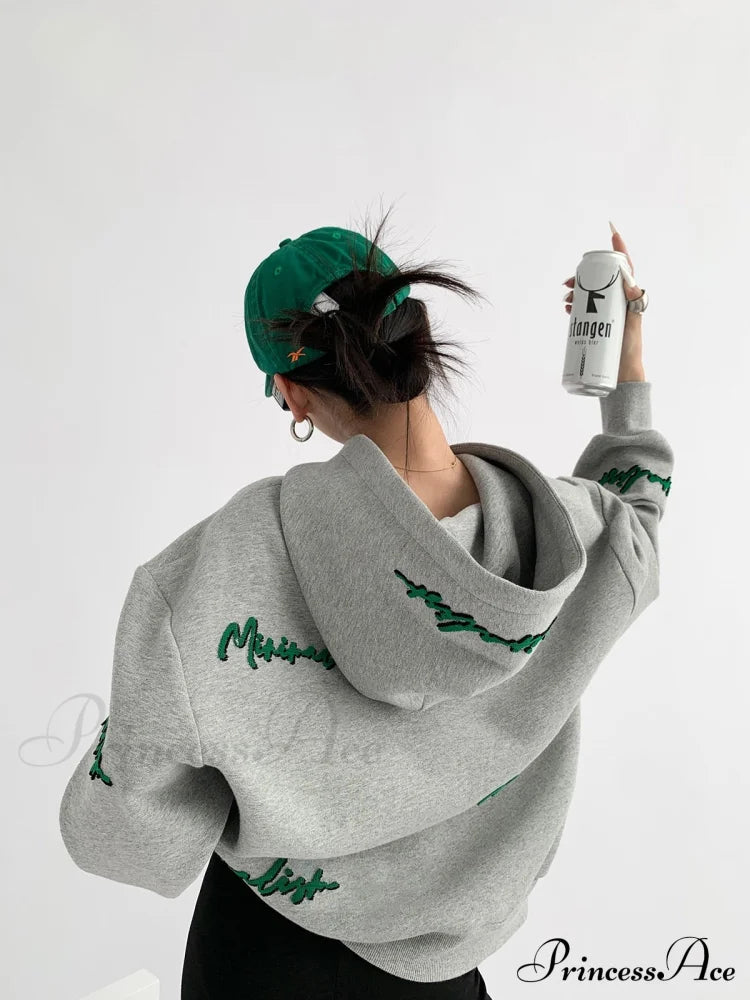Knit Lettering Stylish Embroidery Hoddie image 4