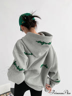Knit Lettering Stylish Embroidery Hoddie image 13