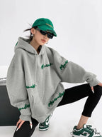 Knit Lettering Stylish Embroidery Hoddie image 2