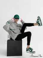 Knit Lettering Stylish Embroidery Hoddie image 14