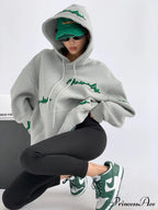 Knit Lettering Stylish Embroidery Hoddie image 6