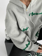 Knit Lettering Stylish Embroidery Hoddie image 8