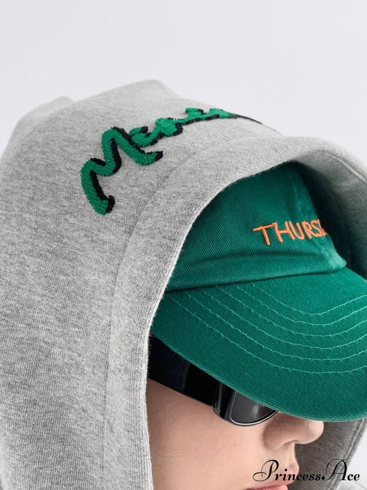 Knit Lettering Stylish Embroidery Hoddie image 10