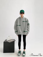 Knit Lettering Stylish Embroidery Hoddie image 5