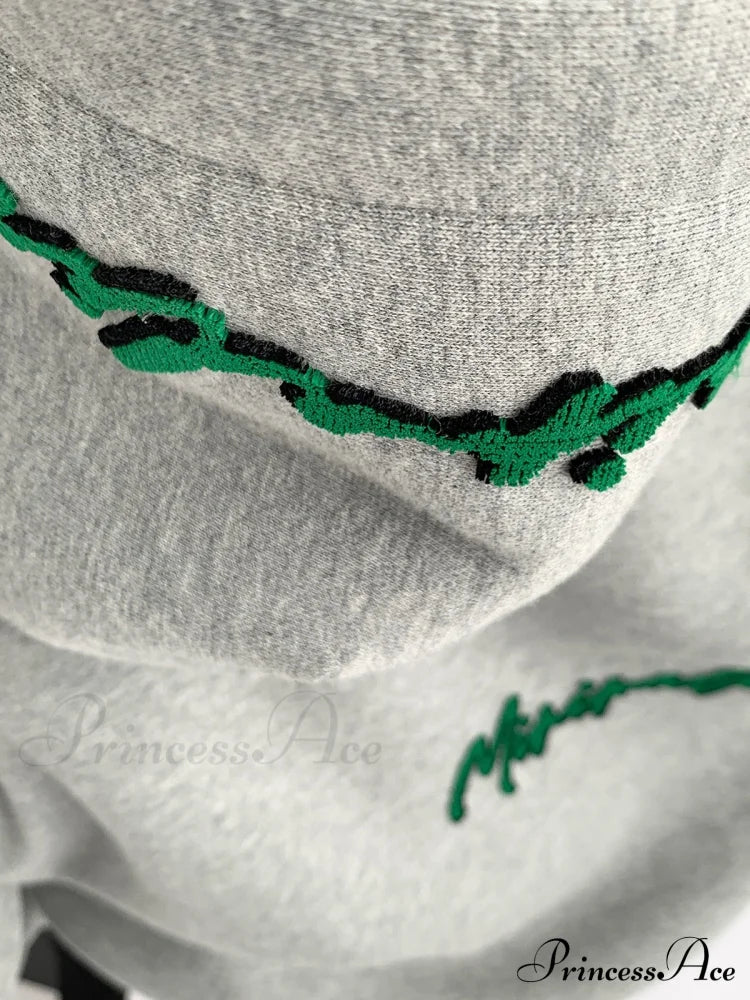 Knit Lettering Stylish Embroidery Hoddie image 9