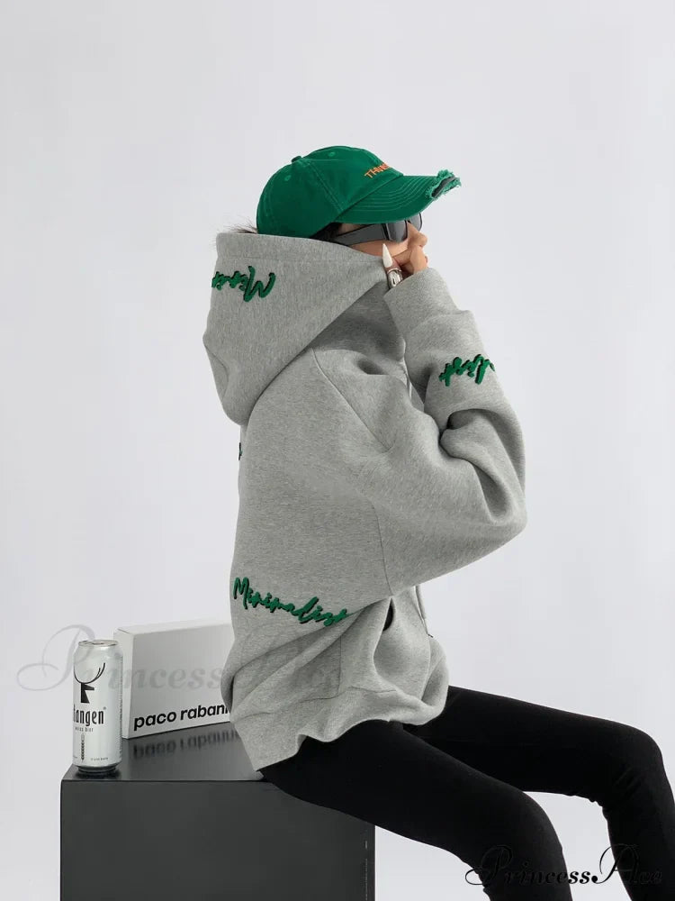 Knit Lettering Stylish Embroidery Hoddie image 7