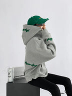 Knit Lettering Stylish Embroidery Hoddie image 7