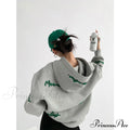 Knit Lettering Stylish Embroidery Hoddie image 3