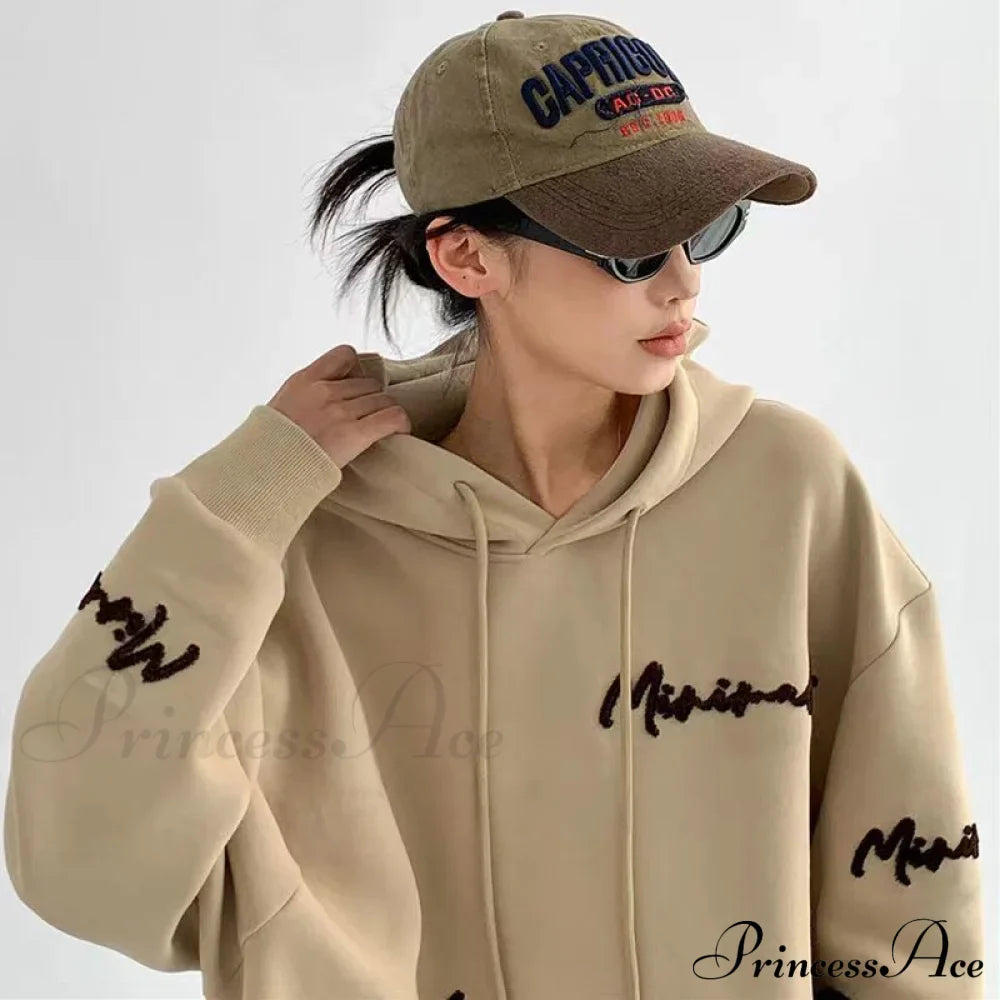 Knit Lettering Stylish Embroidery Hoddie image 1