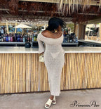 Knit Off-Shoulder Long Sleeve Maxi Dress image 24