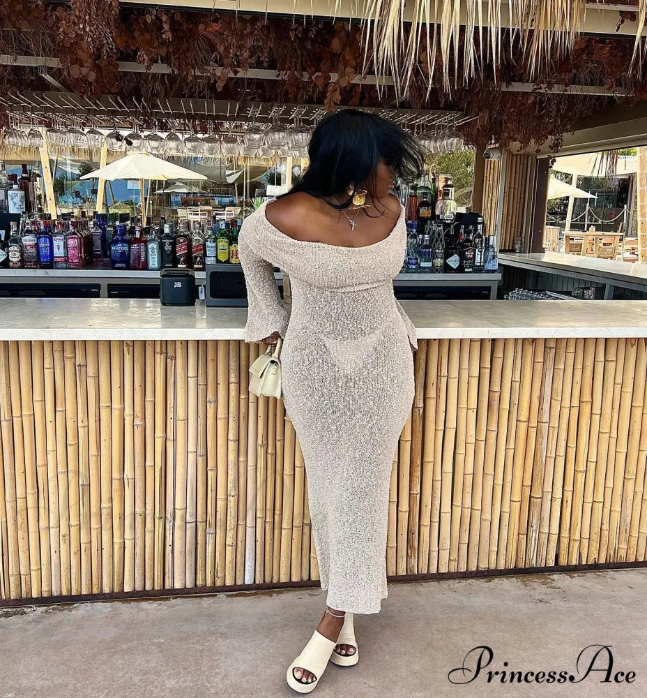 Knit Off-Shoulder Long Sleeve Maxi Dress image 24