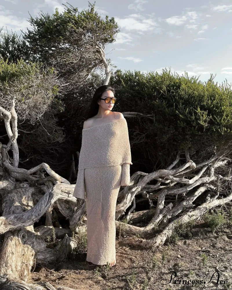 Knit Off-Shoulder Long Sleeve Maxi Dress image 22