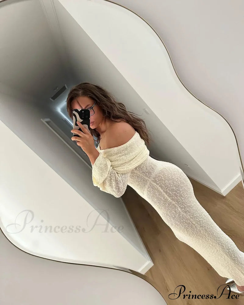 Knit Off-Shoulder Long Sleeve Maxi Dress image 29