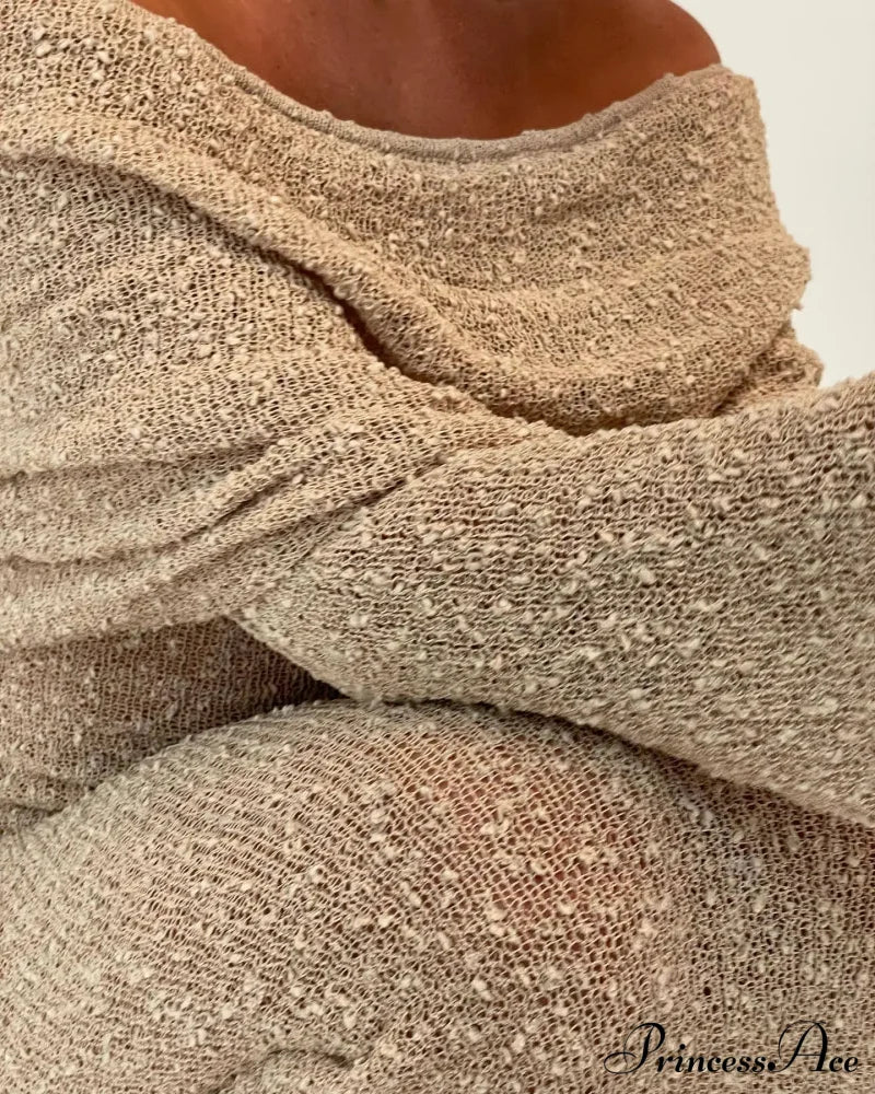 Knit Off-Shoulder Long Sleeve Maxi Dress image 12