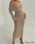Knit Off-Shoulder Long Sleeve Maxi Dress image 10