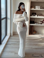 Knit Off-Shoulder Long Sleeve Maxi Dress image 5