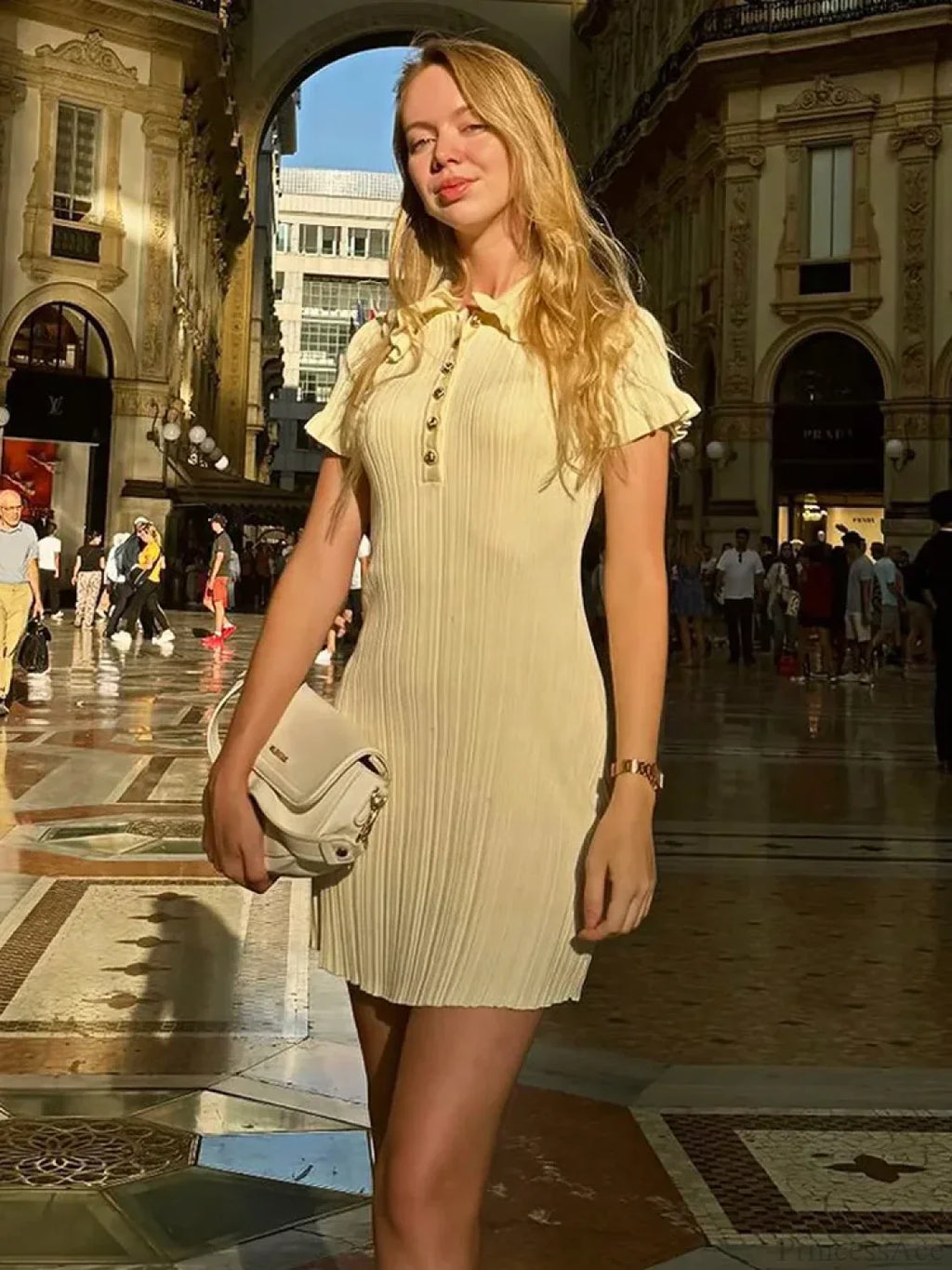 Knit Retro Single-Breasted Mini Dress image 1