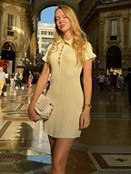 Knit Retro Single-Breasted Mini Dress image 1