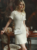 Knit Retro Single-Breasted Mini Dress image 7