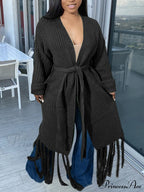 Knit Slit Graceful Turtleneck Sweaters image 6