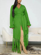 Knit Slit Graceful Turtleneck Sweaters image 1