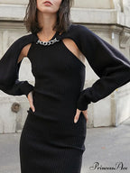 Knit Sweater Stylish Cropped Sleeve image 3