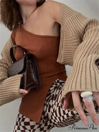 Knit Sweater Stylish Cropped Sleeve image 6