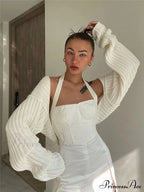 Knit Sweater Stylish Cropped Sleeve image 9