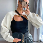 Knit Sweater Stylish Cropped Sleeve image 35