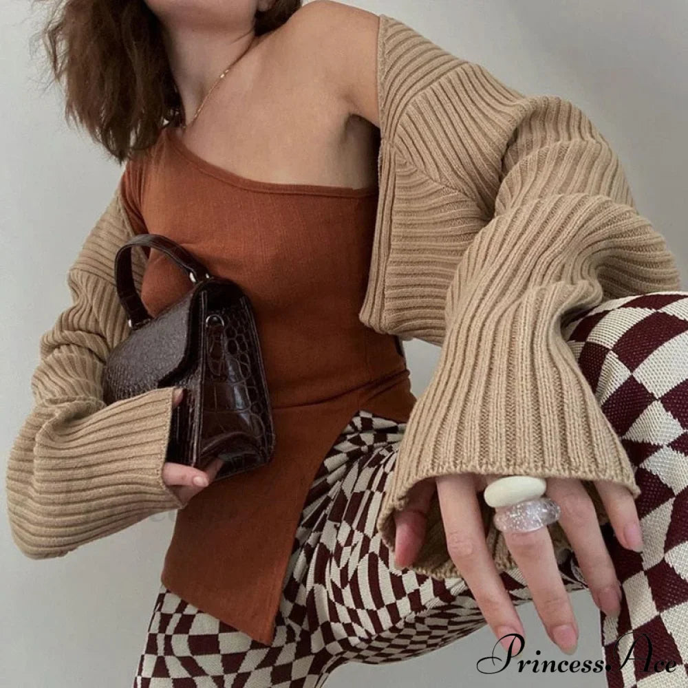 Knit Sweater Stylish Cropped Sleeve image 17