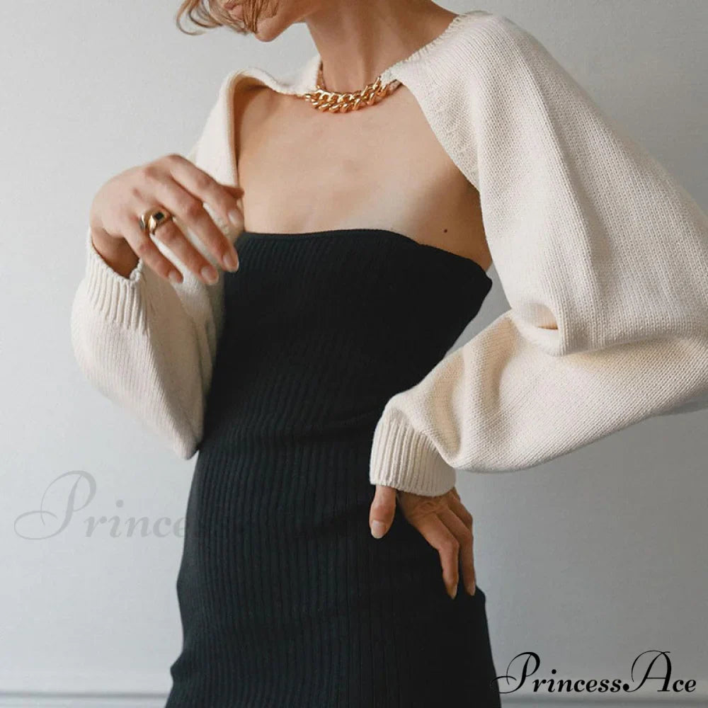 Knit Sweater Stylish Cropped Sleeve image 33